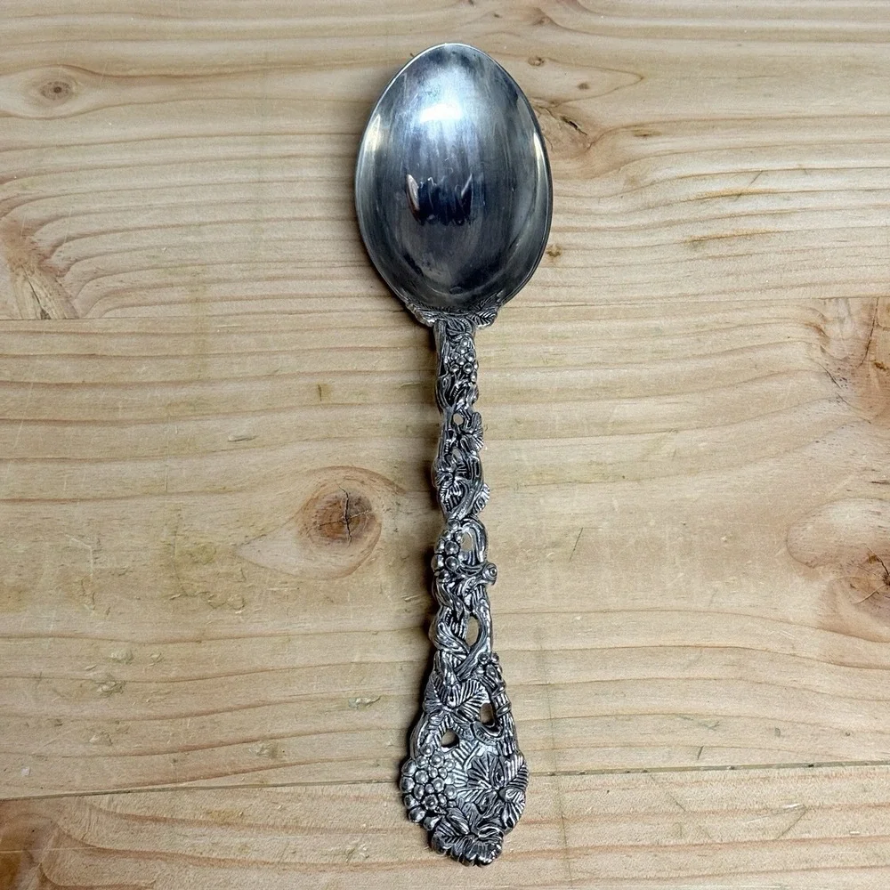 Vintage Godinger Silverplate Grapevine Serving Spoon 10.75